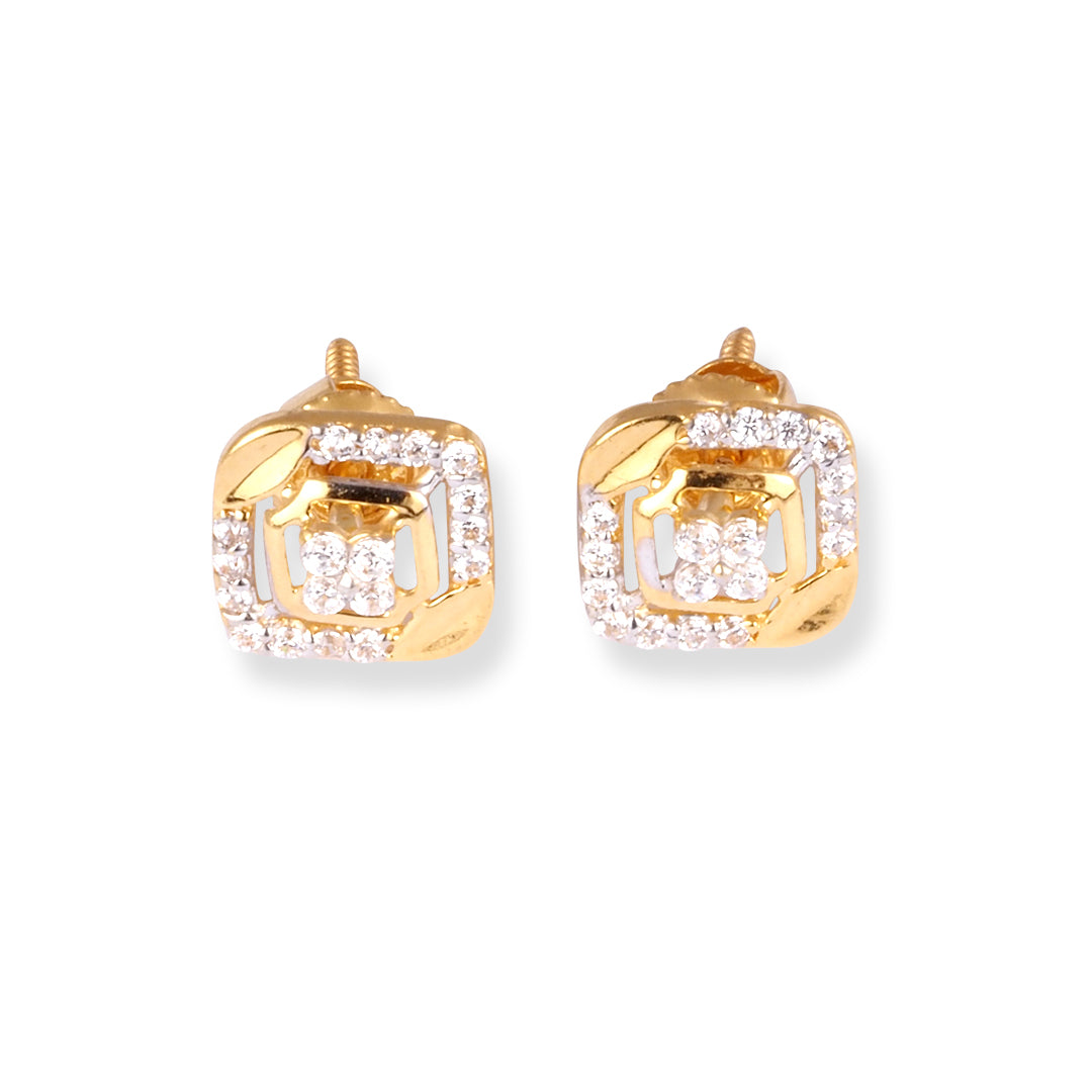 22ct Gold Stud Earrings with Cubic Zirconia Stones E-8645