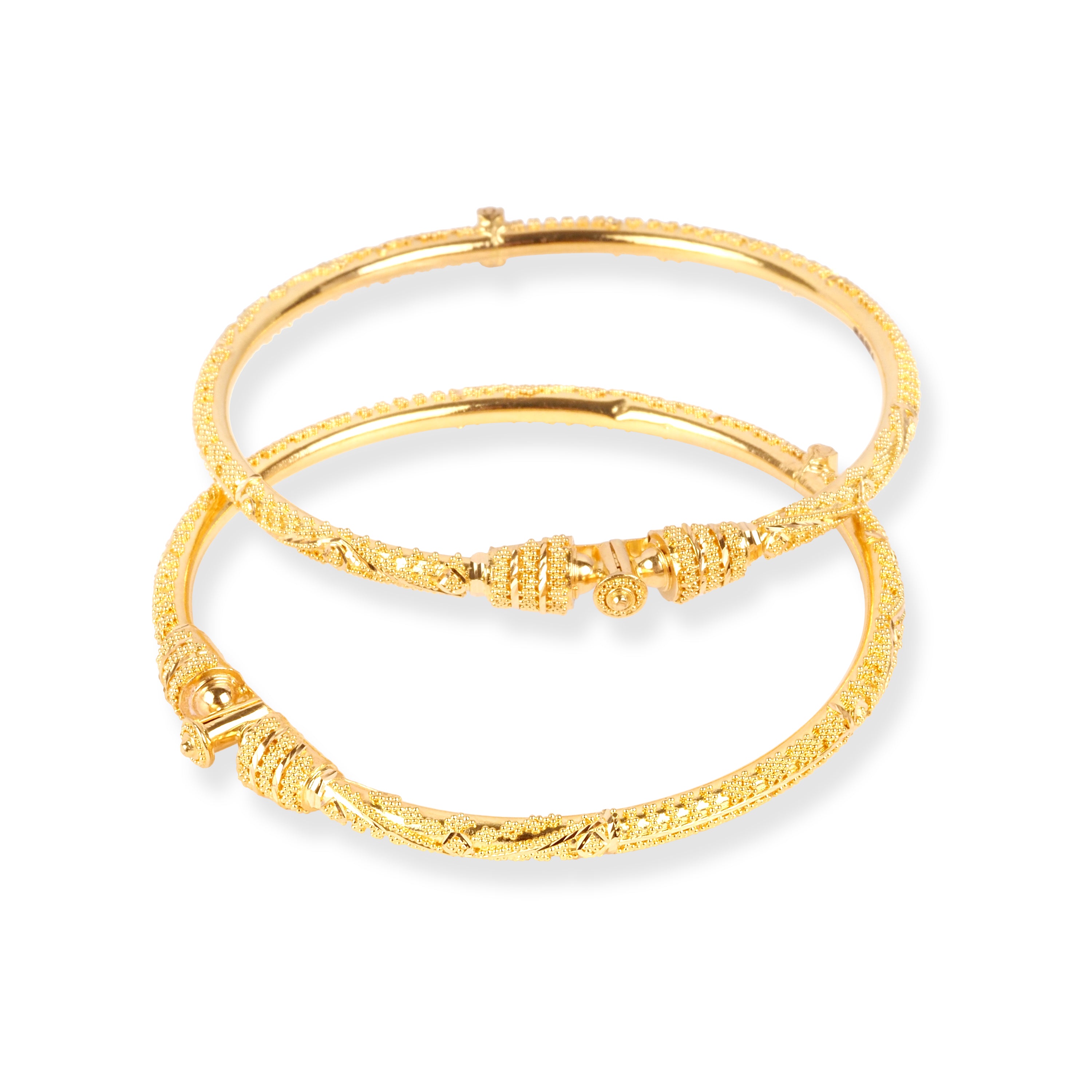 Pair of 22ct Gold Openable Bangles with Filigree Design