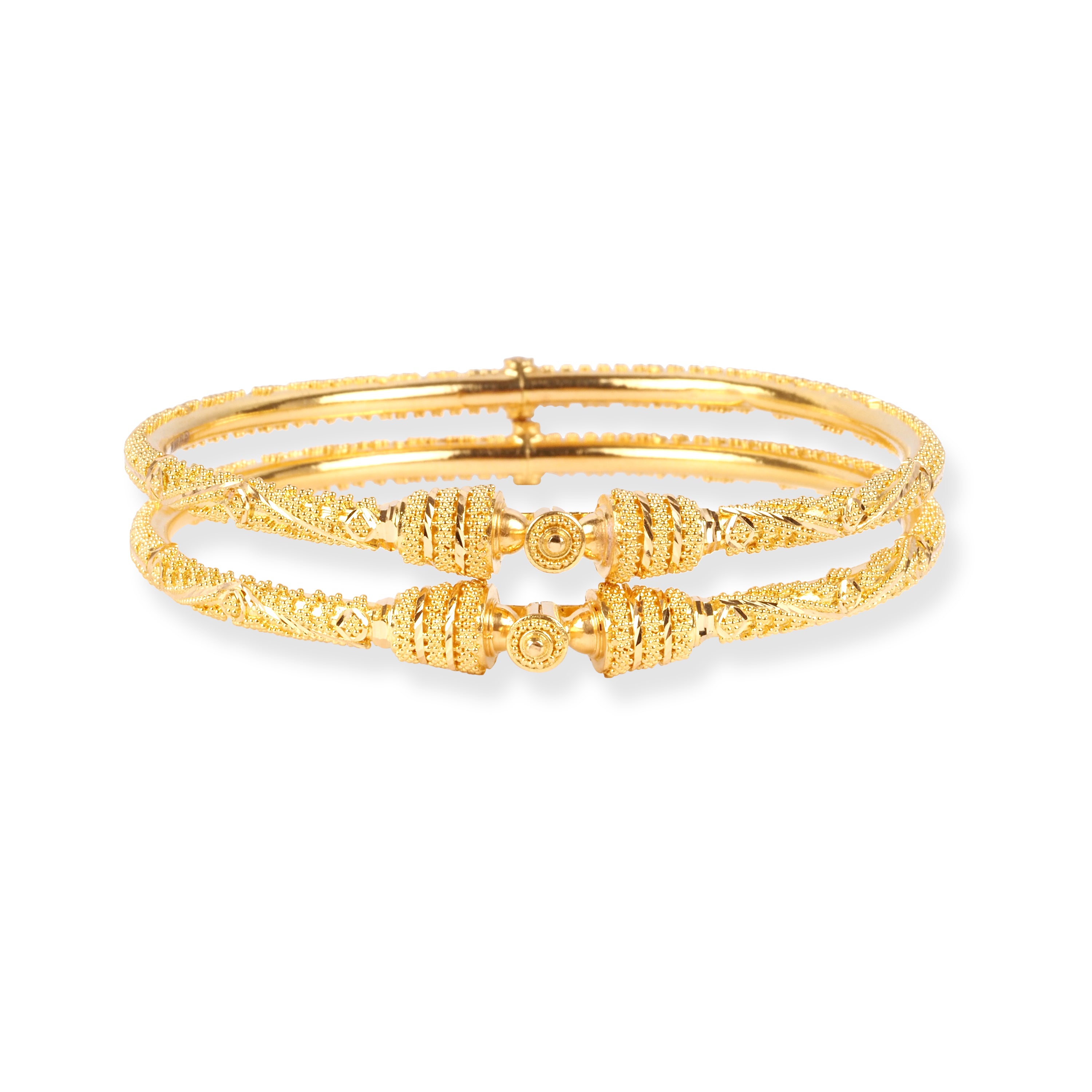 Pair of 22ct Gold Openable Bangles with Filigree Design