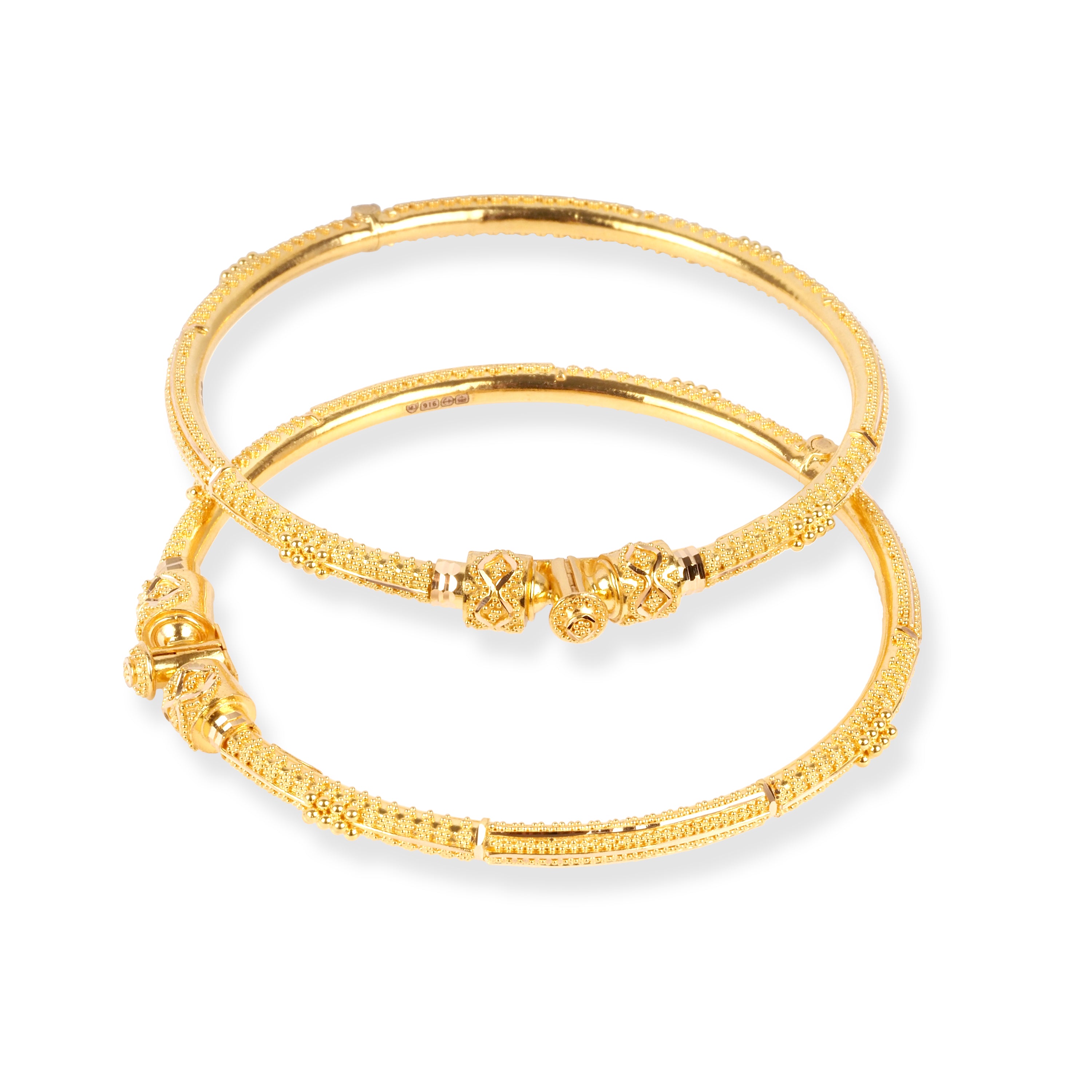 Pair of 22ct Gold Openable Bangles with Filigree Design