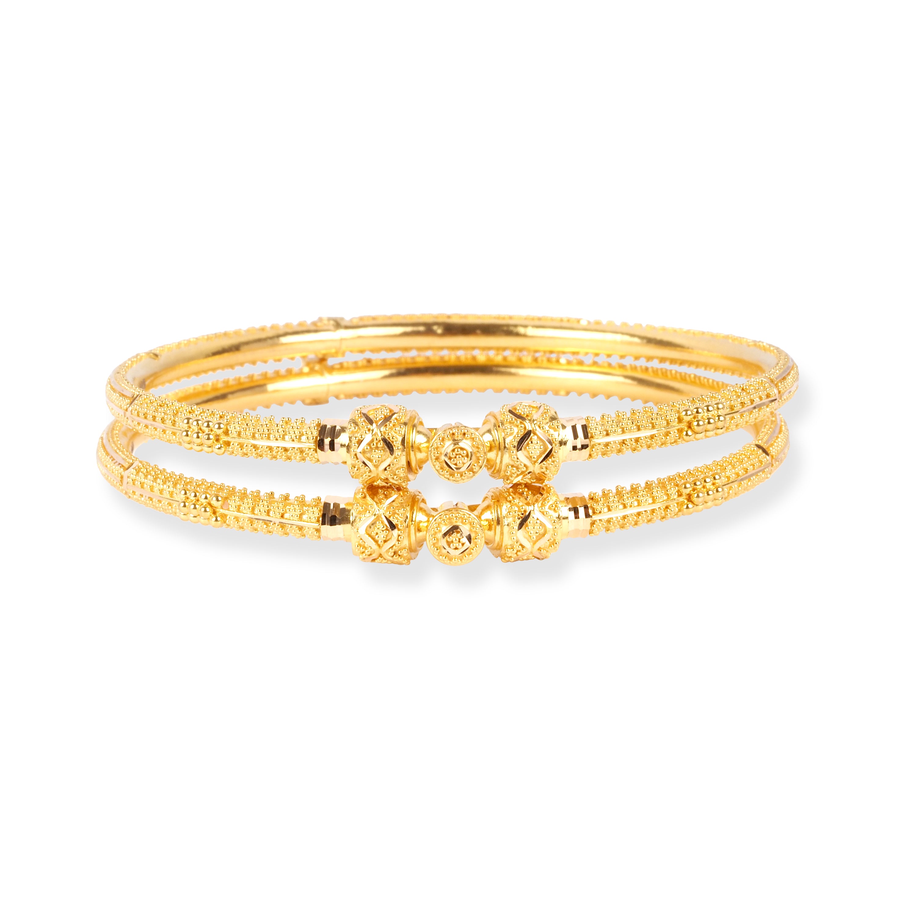 Pair of 22ct Gold Openable Bangles with Filigree Design