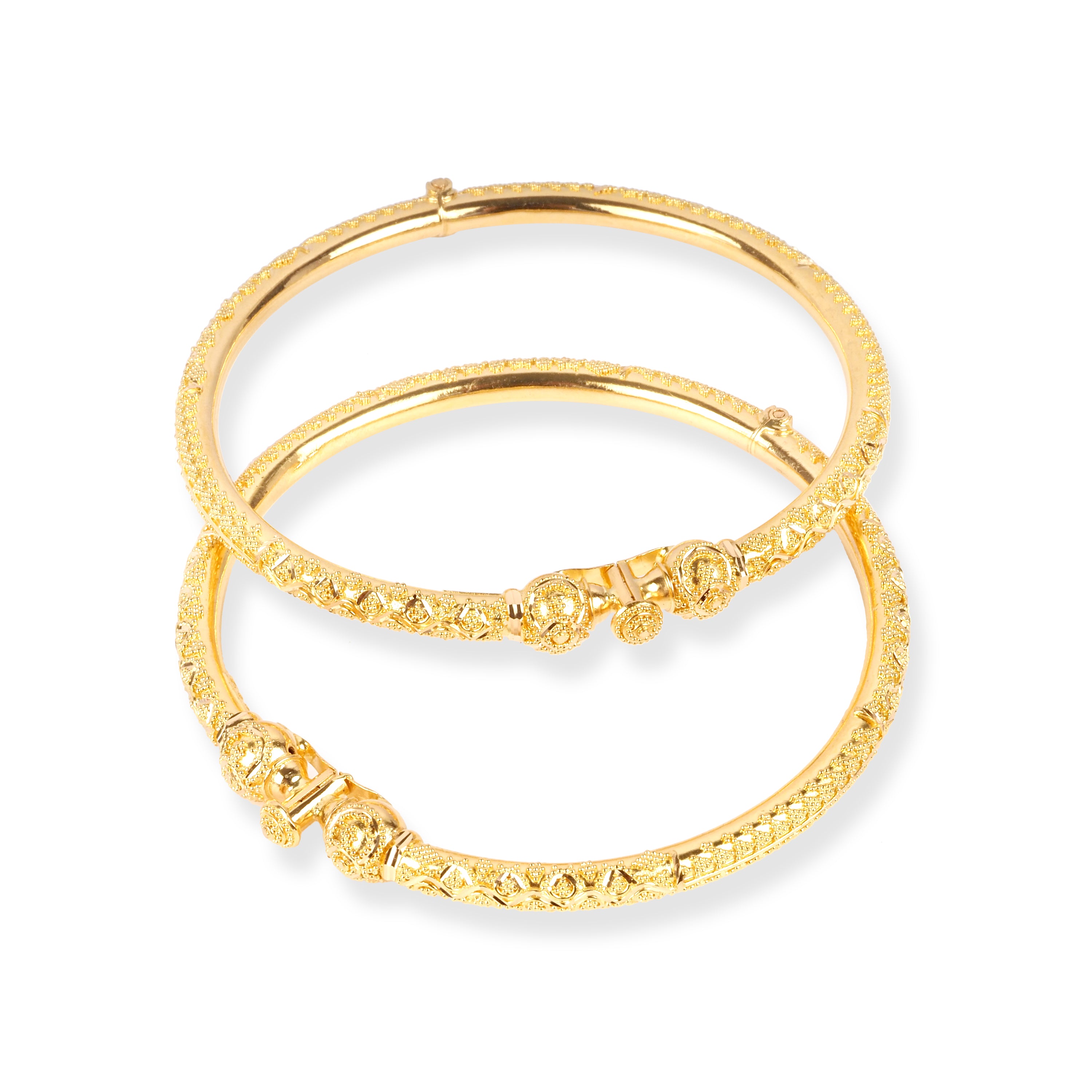 Pair of 22ct Gold Openable Bangles with Filigree Design