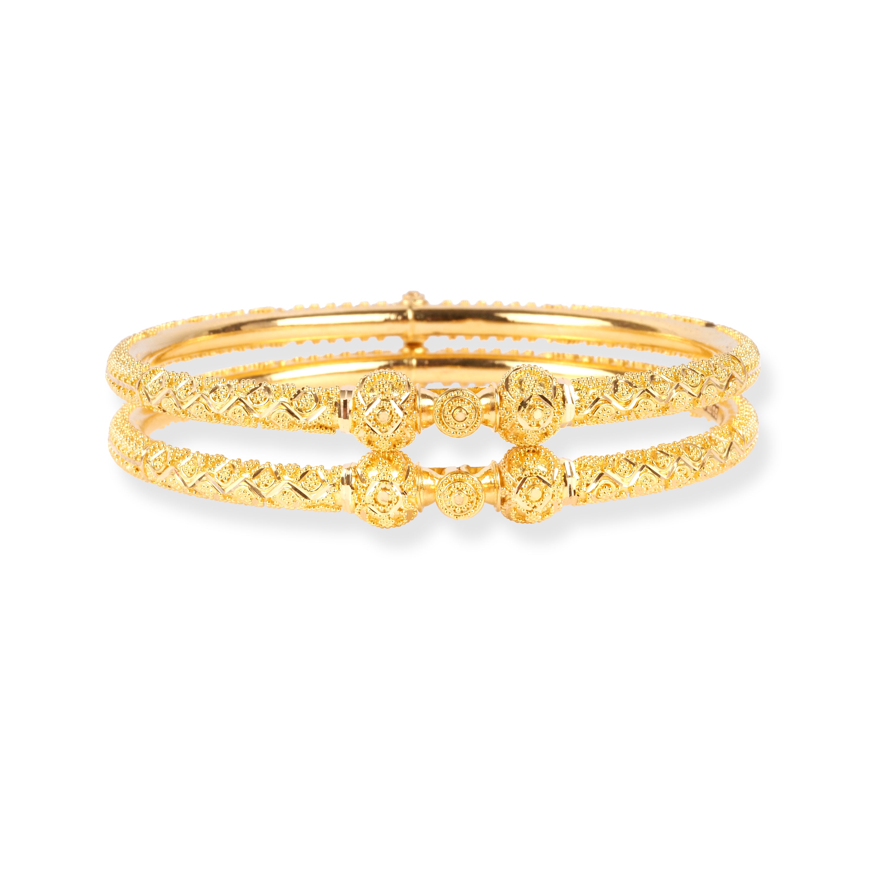 Pair of 22ct Gold Openable Bangles with Filigree Design