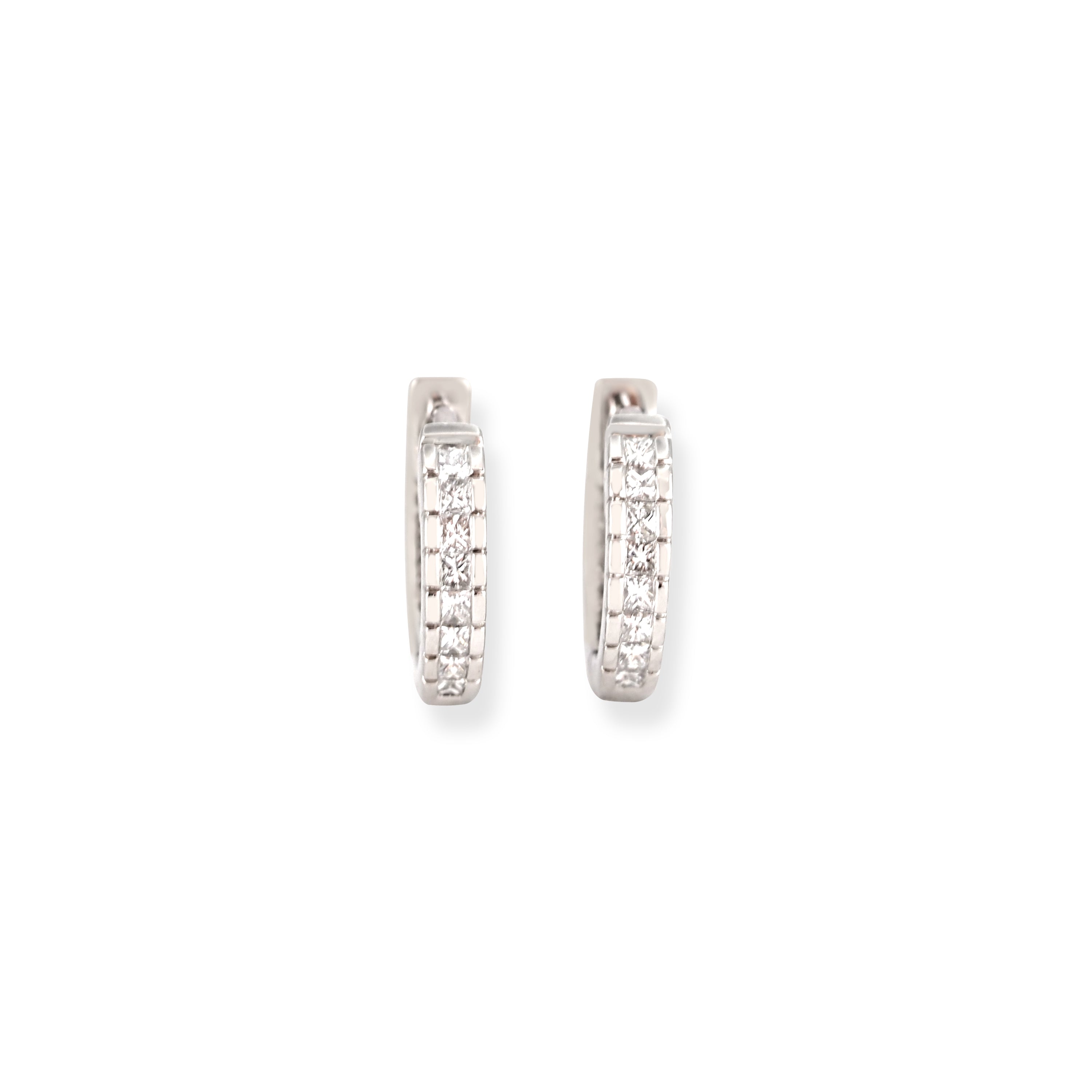 Platinum Double-Sided Diamond Hoop Earrings