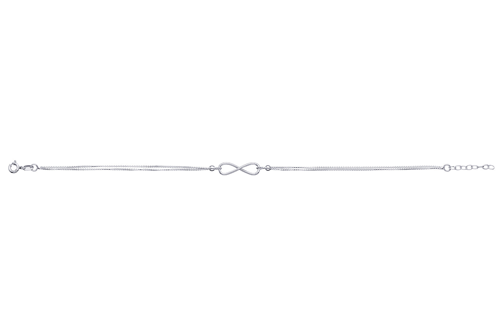 Sterling Silver Box Chain Adjustable Anklet with Infinity Sign Symbol