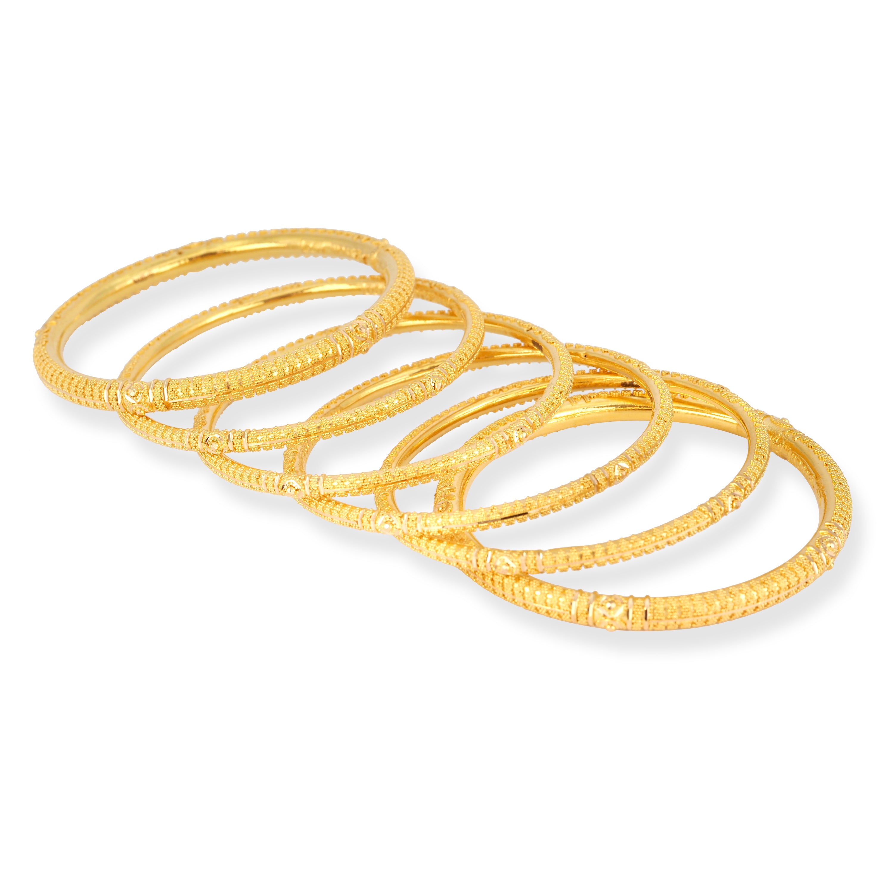 Set of Six 22ct Gold Bangles with Filigree Design and Comfort Fit