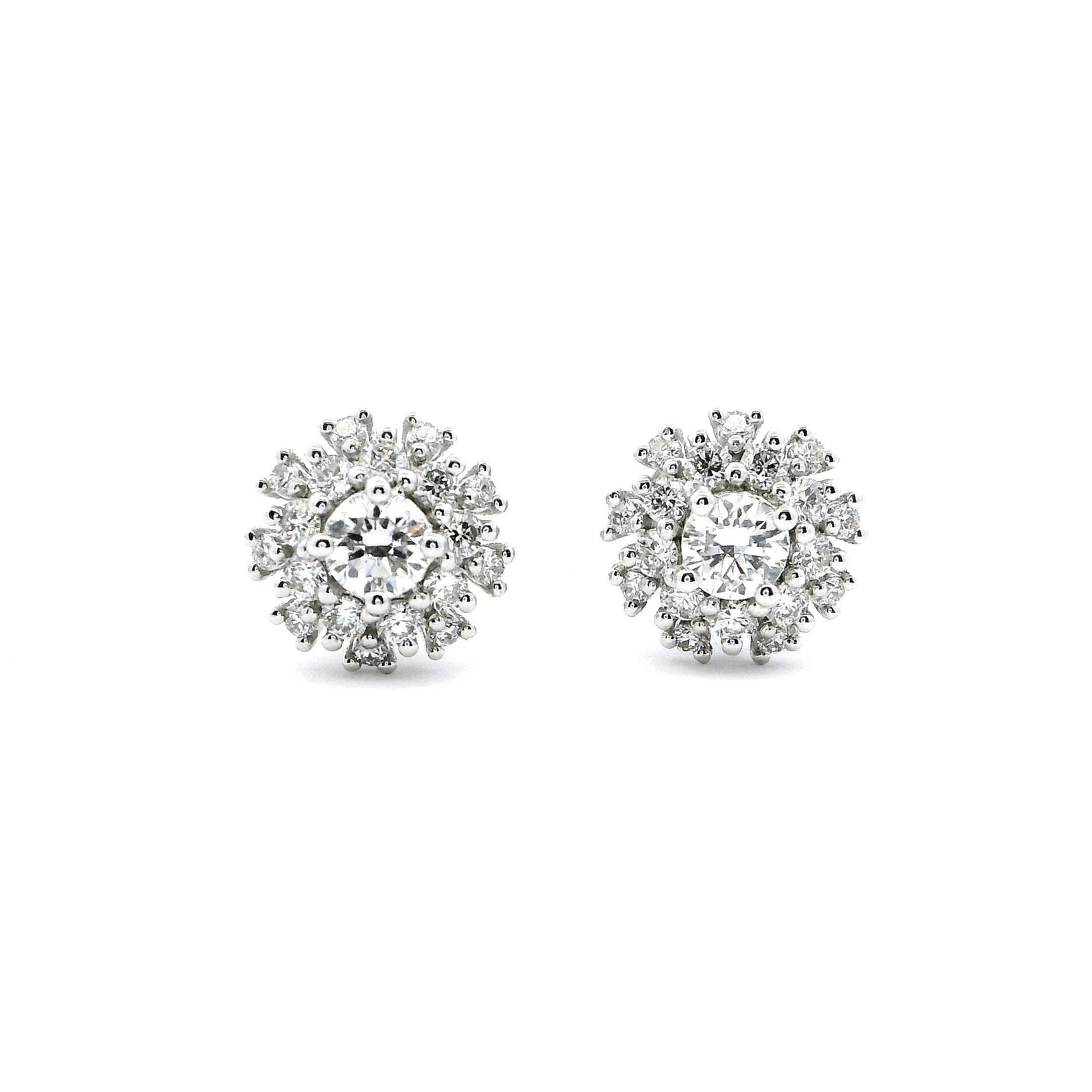 Platinum Diamond Ear Studs with Screw Back Closure