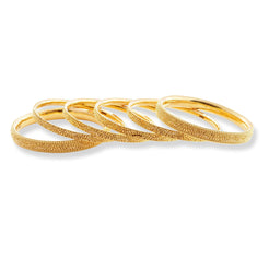 Set of Six 22ct Gold Bangles with Diamond Cut Bead Design B-8569 - Minar Jewellers