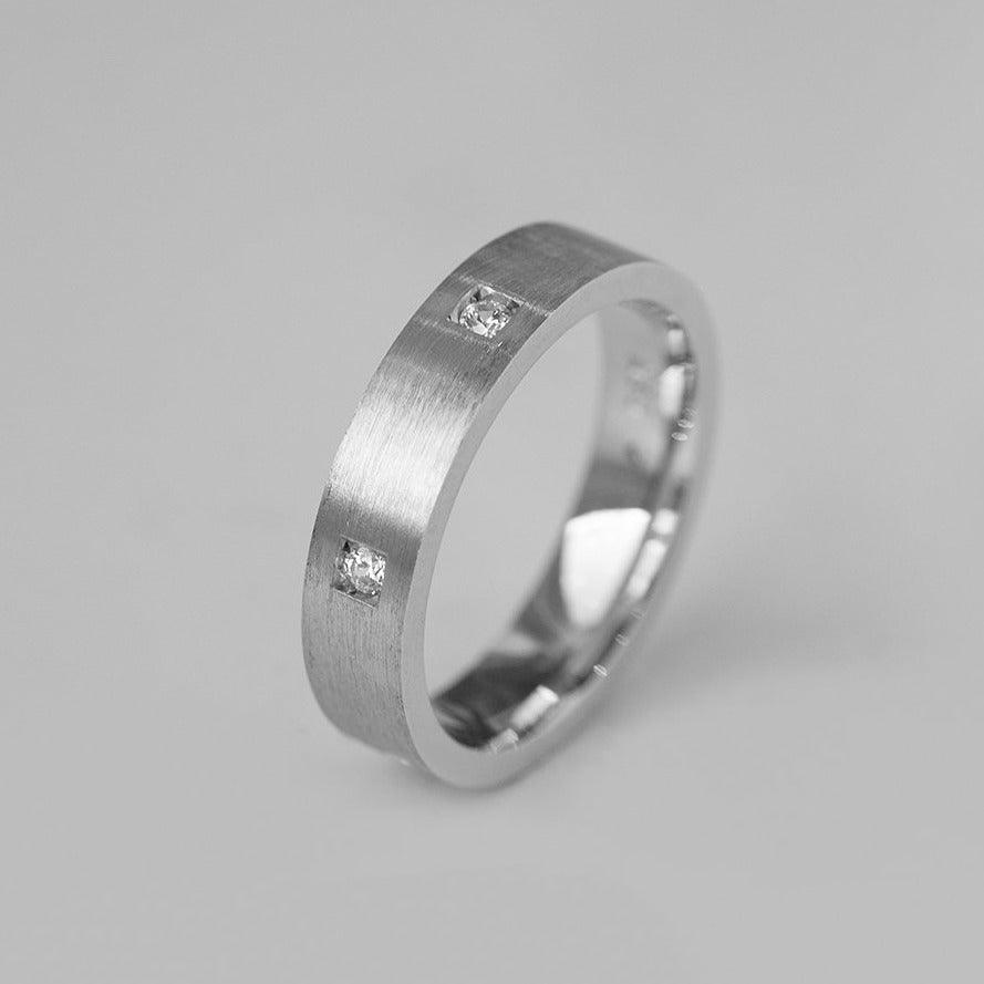 Silver wedding band with clearance cubic zirconia