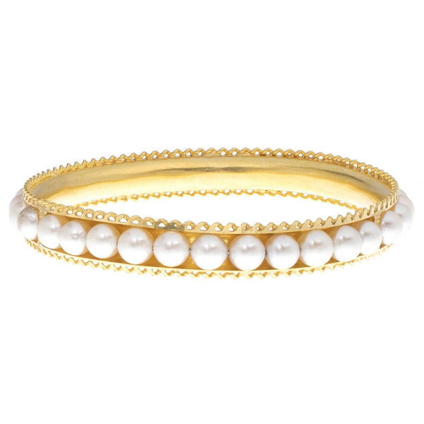 22ct Gold and Cultured Pearl Bangle (32.1g) B-1524